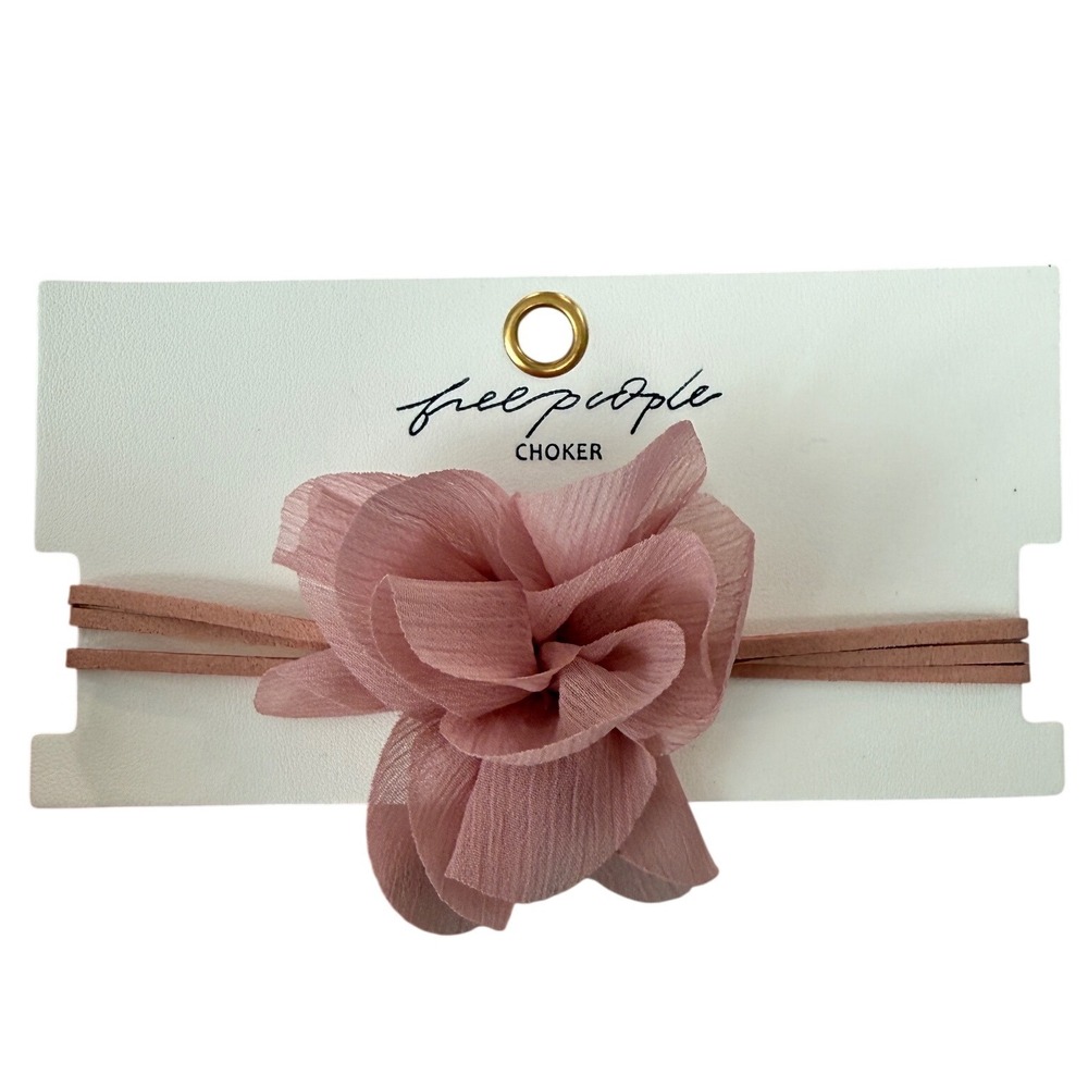 Free People Dusty Rose Flower Choker Necklace Pink Floral Wrap NWT